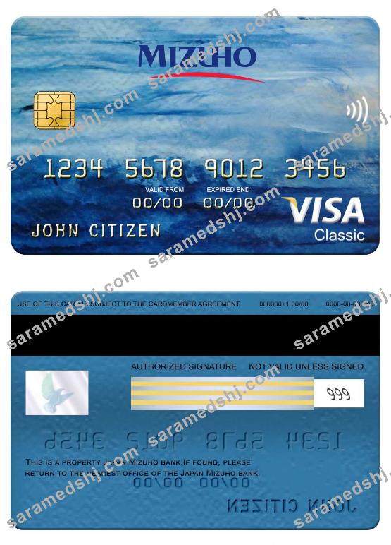 Japan Mizuho bank visa classic card